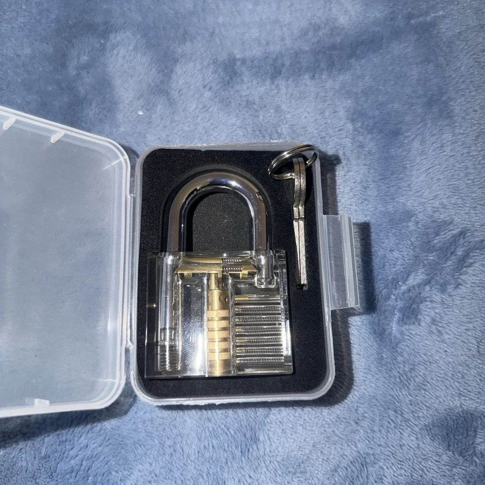 Padlock with 2 keys and Clear Case (Transparent). By Lockmall. NEW.